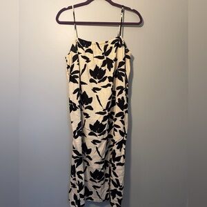 A New Day Black and Cream Floral Midi Dress